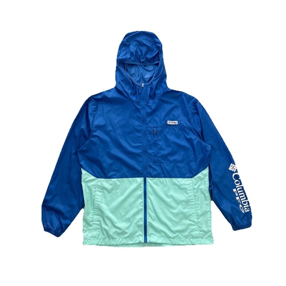 Columbia PFG Hooded Windbreaker Jacket Blue‎ Mint Fishing Outdoor Size L Mens